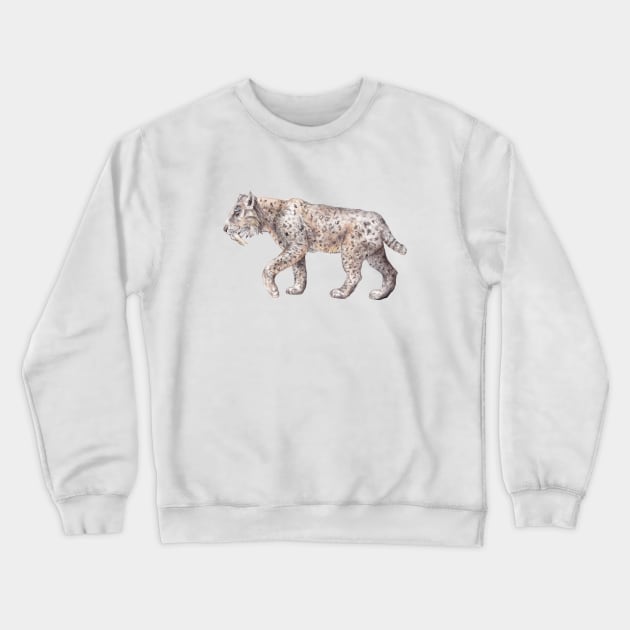 Saber Tooth Tiger Watercolor Crewneck Sweatshirt by wanderinglaur